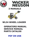 Wacker Neuson WL34 Wheel Loader Operators Service Repair Parts Manual Pdf Usb. Fixed Price $35.00.