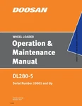 Doosan DL280-5 Wheel Loader Operators Maintenance Manual Sn 10001-UP. Fixed Price $95.00.