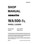 Komatsu WA500-1L Wheel Loader Service Manual. Fixed Price $59.00.