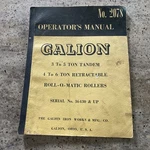 Galion No. 2078 Operator Manual Roll-o-matic Roller Serial 36430 And Up.. Fixed Price $24.99.