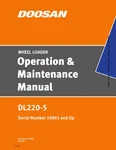 Doosan DL220-5 Wheel Loader Operators Maintenance Manual Sn 10001-UP. Fixed Price $95.00.