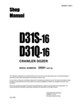 Komatsu D31S-16, D31Q-16 Dozer Shovel/crawler Loader Service Manual. Fixed Price $59.00.