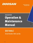 Doosan DX700LC Excavator Operators Maintenance Manual Sn 5001-UP. Fixed Price $95.00.