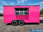 2024 Freedom 7 X 16 Pink Blackout Concession Trailer Sink Power Vending. Fixed Price $17495.00.