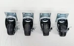 Lot Of 4 Colson 3" Swivel Casters W/ Brake Rubber Wheel Top Plate Zinc Steel. Fixed Price $14.99.