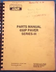 Fortress Allatt 650P Paver Series Iii Parts Manual Book Catalog. Fixed Price $49.99.