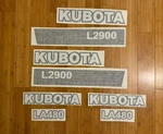 Kubota L2900 Hood & Loader Replacement Set Of Decals (qty 8) LA480 Tractor 4X4. Fixed Price $79.95.