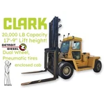 Used 20,000 Lb Cap Clark Diesel Forklift Dual Wheel Pneumatic Tire CHY205S. Fixed Price $25515.00.
