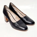 Louise Et Cie Lo-zeldia Black Leather Wood Resin Pattern Block Heel Pumps Wm 8US. Fixed Price $36.98.