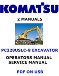 Komatsu PC228USLC-8 Hydraulic Excavator Owners Service Shop Operators Manual Pdf. Fixed Price $35.00.