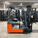 2022 Toyota 8FBE15U 3000LB Used Forklift Triple Mast Sideshift 6272 Hours. Fixed Price $17950.00.