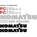 New Komatsu Excavator Pc 220LC-3 Decal Set With 45' 1.5" White Stripe. Fixed Price $278.68.