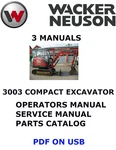 Wacker Neuson 3003 Tracked Excavator Operators Service Parts Manual Pdf Usb. Fixed Price $29.00.