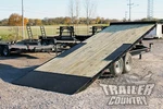 New 22' 14K Heavy Duty Deck Over Flatbed Power Tilt Equipment Car Hauler Trailer. Fixed Price $9495.00.
