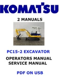 Komatsu PC15-2 Hydraulic Excavator Service Shop Operators Owner's Manual Pdf. Fixed Price $35.00.