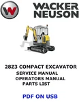 Wacker Neuson 28Z3 Tracked Excavator Operators Service Parts Manual Pdf Usb. Fixed Price $29.00.