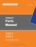 Daewoo Doosan D35S-5 D45S-5 Forklift Parts Catalog Manual Sn SB1111. Fixed Price $139.00.