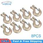 8X G70 3/8" Clevis Slip Hooks W/ Latch Tow Chain Tie Down Flatbed Truck Trailer. Fixed Price $35.99.