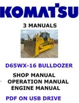 Komatsu D65WX-16 Bulldozer Shop Operators Repair Engine Manual Pdf On Usb. Fixed Price $35.00.
