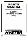 Hyster N30XMDR2, N45XMR2 (F138) Electric Forklift Parts Catalog Manual Pdf. Fixed Price $34.99.