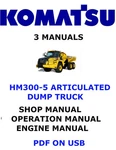 Komatsu HM300-5 Articulated Dump Truck Manual Service Operator Engine Shop Pdf. Fixed Price $40.00.