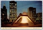 Hart Plaza Dodge Memorial Fountain Illuminated Night Detroit Michigan Postcard. Fixed Price $6.95.