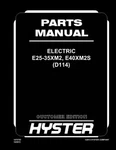 Hyster Electric E25-35XM2, E40XM2S (D114) Forklift Parts Manual Catalog Diagrams. Fixed Price $59.00.
