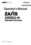 Hitachi Zaxis Zx 345USLC-6N Excavator Operators Manual. Fixed Price $85.00.
