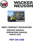 Wacker Neuson 38Z3 Tracked Excavator Operators Service Parts Manual Pdf Usb. Fixed Price $29.00.