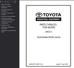 Toyota 7BPUE15 Forklift Pallet Jack Parts Catalog Manual Pdf Usb. Fixed Price $39.99.