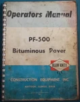 Blaw-knox PF-500 Bituminous Paver Owners Operation & Maintenance Manual Book. Fixed Price $29.99.