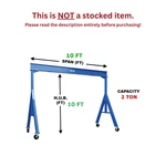 Vestil Fixed Gantry Crane - 2 Ton Capacity, Span 10 Ft, Hub. Fixed Price $2165.00.