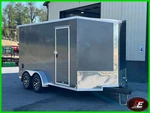 New 7' X 14' Pace American Journey V-nose Ramp Door Enclosed Cargo Trailer. Fixed Price $8595.00.