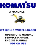 Komatsu WA100M-6 Wheel Loader Engine Service Repair Owners' Manuals Pdfs On Usb. Fixed Price $35.00.