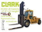 Item 2553: 20,000 Lb Capacity Clark Model CHY205S Diesel Pneumatic Tire Forklift. Fixed Price $30556.00.