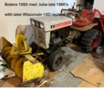 Bolens 1050 Medium Tube Garden Tractor With Snow Blower, Roto-tiller And Plow. Fixed Price $750.00.